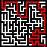 A solved maze from the Maze game